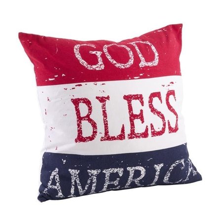 SARO LIFESTYLE SARO 1089.M20S God Bless America Cotton Down Filled Throw Pillow - Red  White & Blue 1089.M20S
